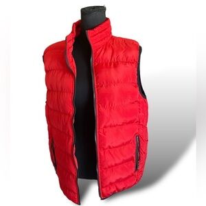 Sleeveless Puffer Jacket Red Women’s Size Small Front Zip